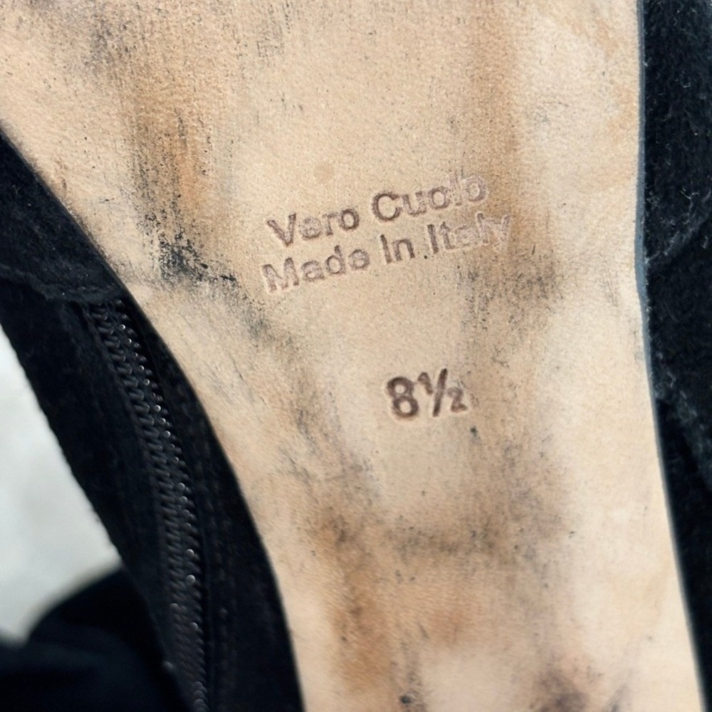 Charles David Black Suede Platform Knee-High Boots Size 8.5 Made in Italy - Picture 6 of 8
